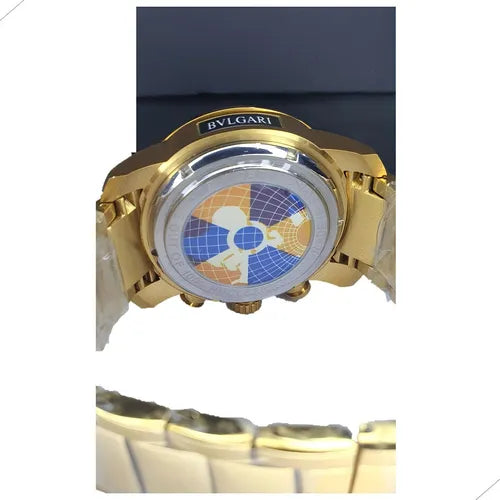 BVLGARI Skeleton Dourado e Azul Celeste Automático