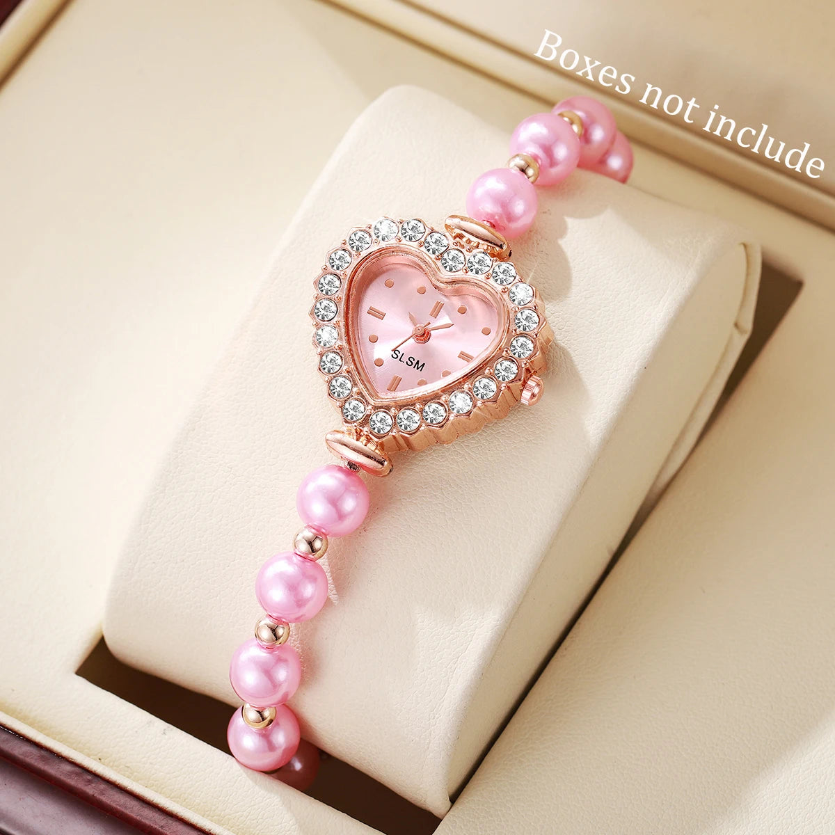 Relógio Feminino Rosa com Mostrador de Coração