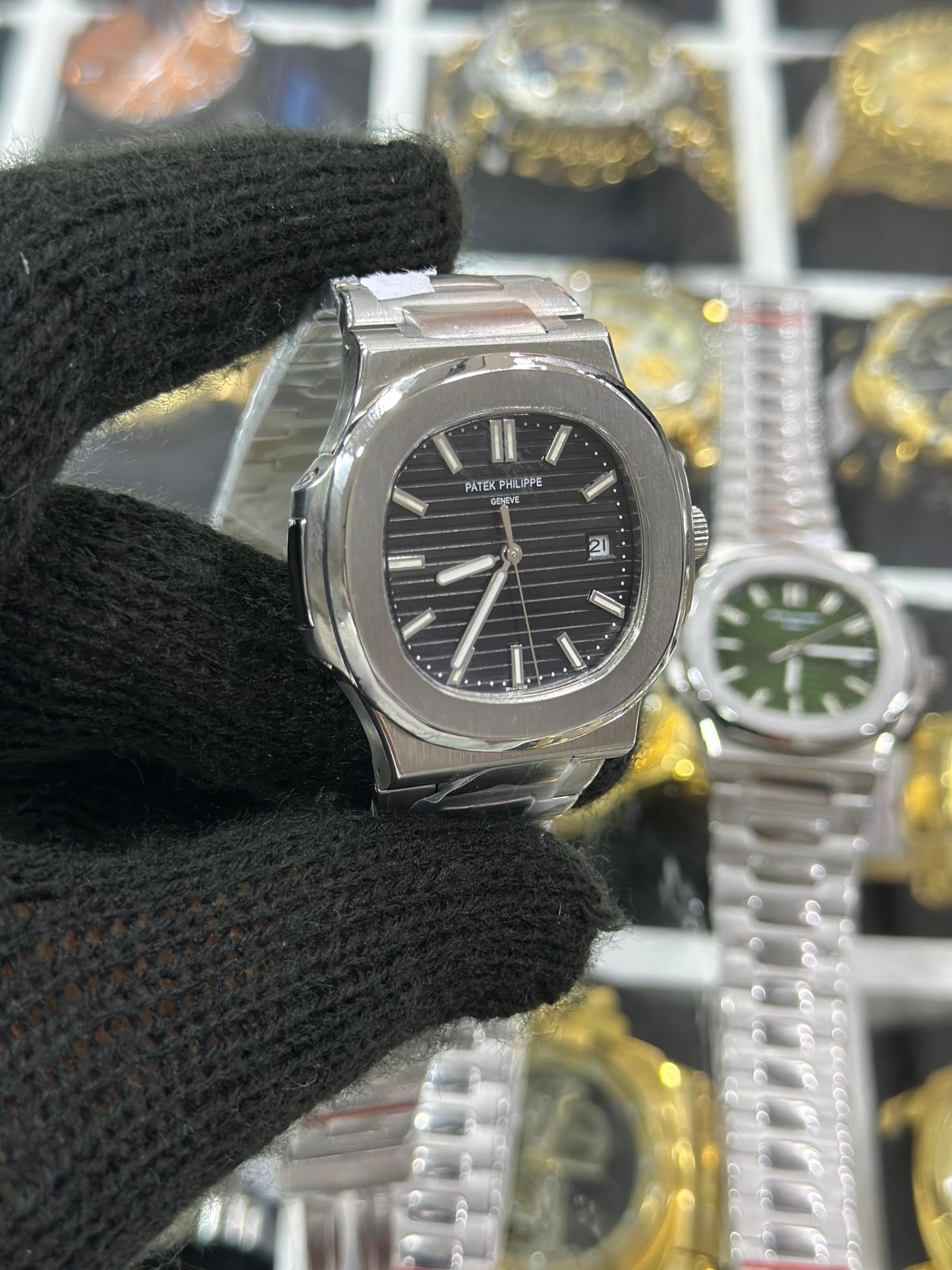 Patek Philippe Prateado Fundo azul-celeste