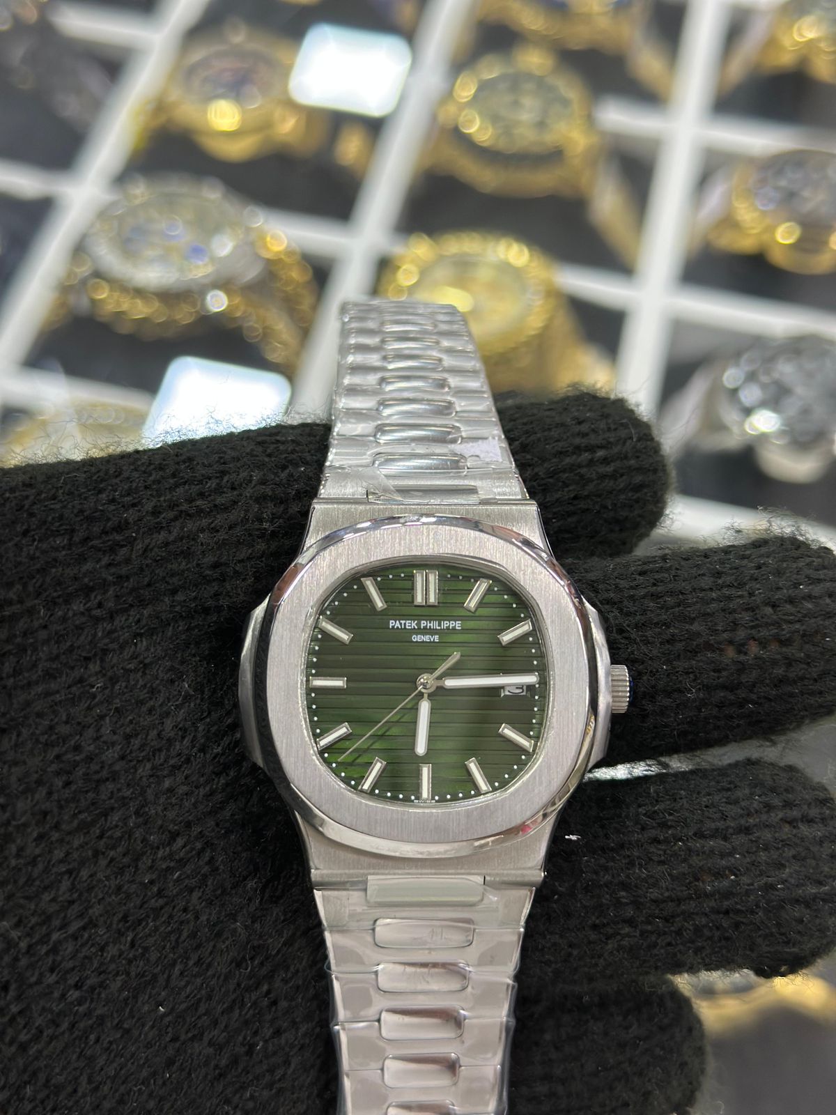 Patek Philippe Prateado Fundo azul-celeste